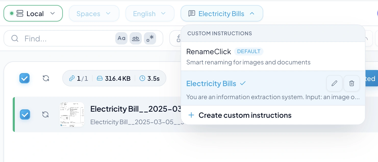 إعداد تعليمة مخصّصة في RenameClick لاستخراج حقول المستندات إلى أسماء الملفات