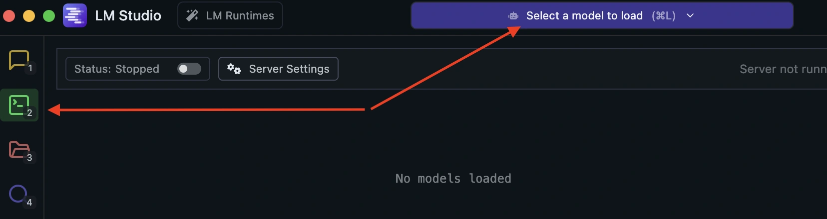 LM Studio — Load model button