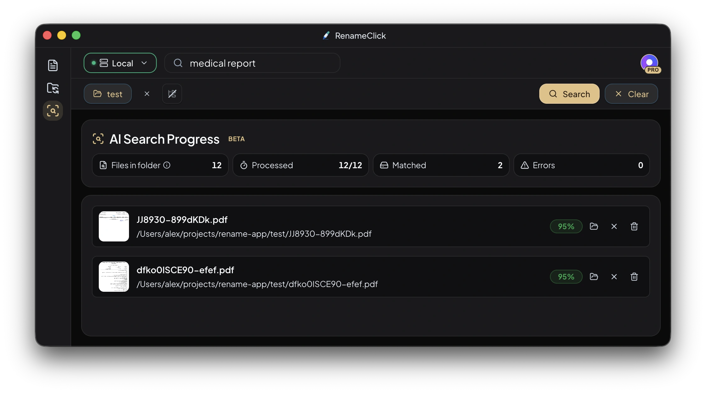 AI Search — Results list