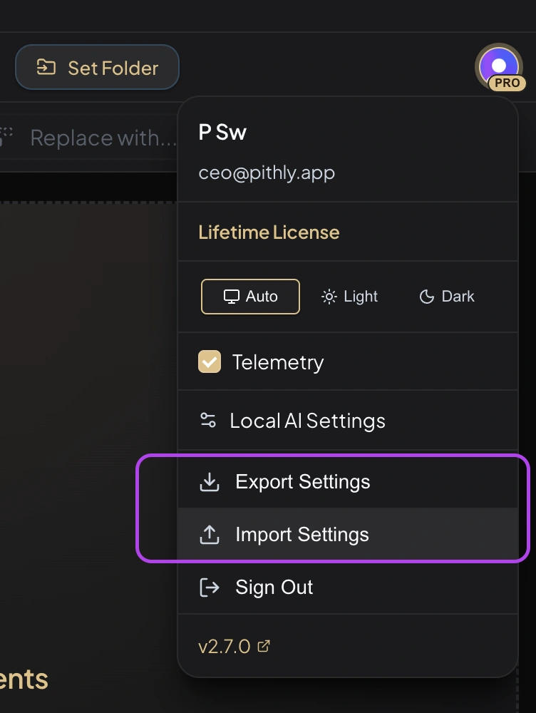 Settings Portability