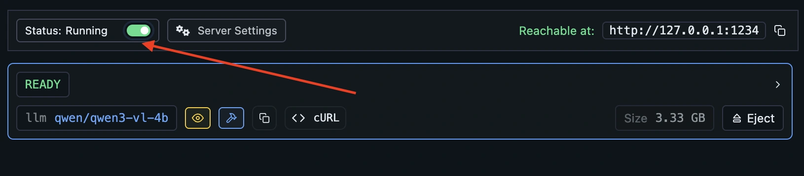 LM Studio Start Server button